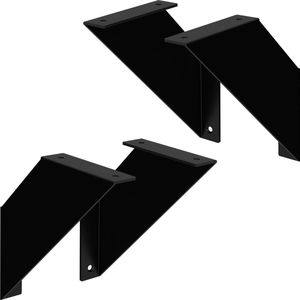 2x muurbeugel Plankhouder set van 2 200 x 200 mm zwart staal ML design