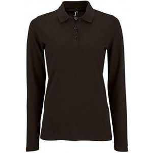 SOLS Dames/dames Perfecte Lange Mouw Pique Polo Shirt (Zwart)