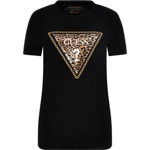 Guess SS CN Triangle Leo Tee Dames T-Shirt - Jet Black - Maat S