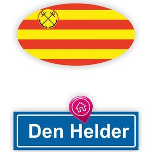 Den Helder stads vlag auto stickers set 2 stuks.