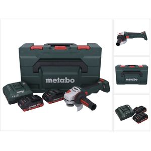 Metabo WB 18 LT BL 11-125 Quick accu haakse slijper 18 V 125 mm borstelloos + 2x accu 4.0 Ah + lader + metaBOX