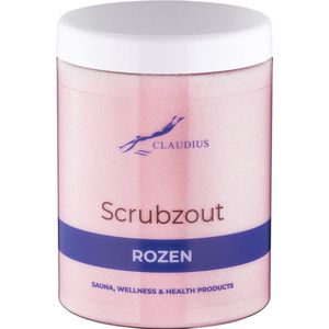 Scrubzout Rozen in handige pot - 1250 gram - met witte deksel - Hydraterende Lichaamsscrub