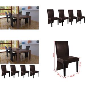 vidaXL Eetkamerstoelen 4 st kunstleer donkerbruin - Eetkamerstoel - Eetkamerstoelen - Eetkamerstoel - Eetkamerstoelen