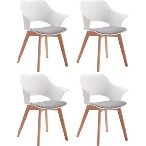 VORLOU - Eetkamerstoel Set van 4 - Wit - Hout - Eetkamerstoelen Set - Stoelen Set van 4 - Modern - Stoelen - Stoel - Scandinavisch