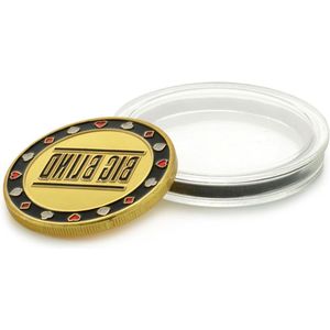 Titel: Hoogwaardige metalen Big Blind Button in etui voor poker