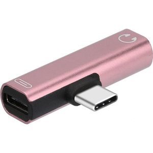 USB-C (USB Type C) Male naar Audio 3.5mm Female adapter - Roze