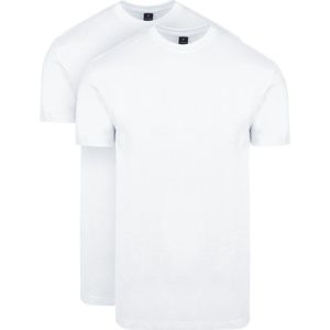 Suitable - Obra T-Shirt Hoge Ronde Hals Wit 2-Pack - Heren - Maat L - Regular-fit