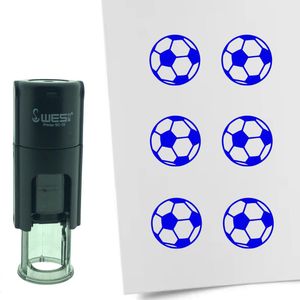 CombiCraft Stempel Voetbal 10mm rond - blauwe inkt