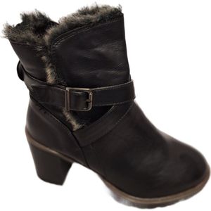 JUMEX-ENKELBOOTS-FUR RANDJE-HAK 6CM-BLACK-41