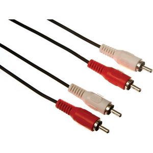 Velleman Audiokabel, 2 x RCA naar 2 x RCA, vergulde aansluitingen, 1.5 m, zwart