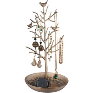 sieradenboom - kettingen - oorbellen - armbanden - 30x16x15 cm - metaal - goud