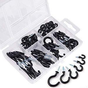 TRANKIELO® - 70-Delige Set van Vinyl Gecoate Plafondschroeven – Zwart – Beschikbaar in 6 Maten – Ideaal voor Ophangtaken