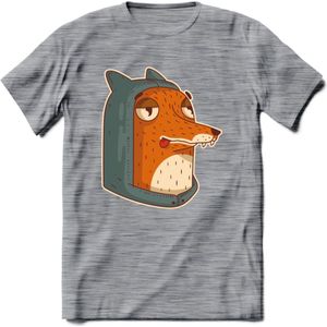 Hoodie fox T-Shirt Grappig | Dieren vos Kleding Kado Heren / Dames | Animal Skateboard Cadeau shirt - Donker Grijs - Gemaleerd - S
