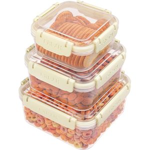 Belle Vous 3 Pak Plastic Voedsel Opslag Containers met Deksels - 530-1500 ml - Herbruikbaar BPA Vrij Lekbestendig/Luchtdichte Dozen - Voor Maaltijd & Lunch - Magnetron/Diepvries/Vaatwasser Veilig