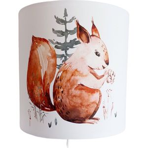Wandlamp eekhoorn- bosdieren -wit-wandlamp-dieren-sfeerverlichting-pendel-lampen-kinderkamerdecoratie-babykamer