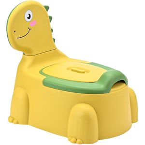 Kindertoilet, dinosaurus-thema, draagbaar potje voor kinderen vanaf 1-6 jaar, babypot met dino-motief, voor jongens en meisjes, wc-training (geel)