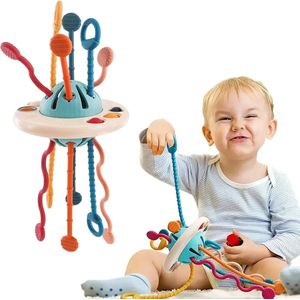 Montessori Ufo - Siliconen trekspeeltje - Educatief speelgoed - Babyspeelgoed - Peuter - Kind - Tandjesontwikkeling