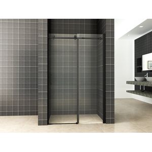 Klea Nisdeur Dubbele Douche Schuifdeur Met Mat Zwart Profiel 120x200cm 8mm Antikalk Veiligheidsglas Met NANO Coating