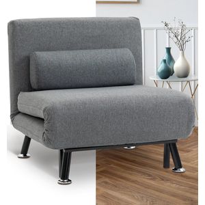 Slaapstoel - Uitklapbaar - Slaapbank - Logeerbed - Zetelbed - Slaapfauteuil - Vouwbed - 1 persoons - Zeer comfortabel - Grijs
