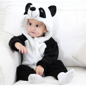 Budino Baby Romper Pyjama Onesie Pandabeer Dier - Wit Zwart - maat 80