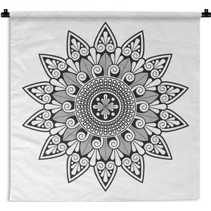 Wandkleed Mandala's - Mandala bloemvorm Wandkleed katoen 90x90 cm - Wandtapijt met foto