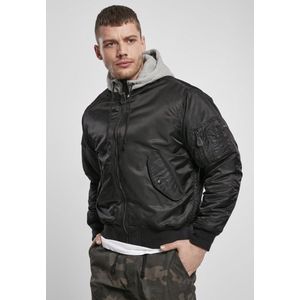 Brandit - Hooded MA1 Bomber jacket - L - Zwart/Grijs