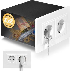 Kleine Stekkerkluis voor Wandmontage - Afstortkluis als Geheim Vak Geldkluis voor Het Verstoppen van Geld - Geheime Verstopplaats Mini Muurkluis met Sleutel