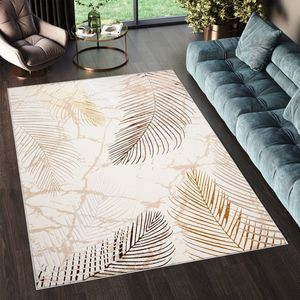 Tapiso Golden Vloerkleed Beige Modern Karpetten Tapijt Maat- 160x230