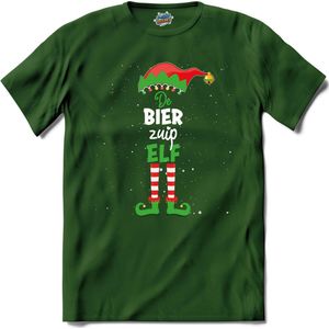 Foute kersttrui - Bier zuip kerstelf - T-Shirt - Dames - Bottle Groen - Maat 3XL