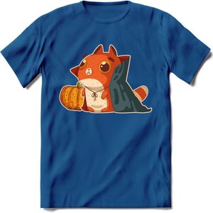 Graaf Dracula kat T-Shirt Grappig | Dieren katten halloween Kleding Kado Heren / Dames | Animal Skateboard Cadeau shirt - Donker Blauw - XXL