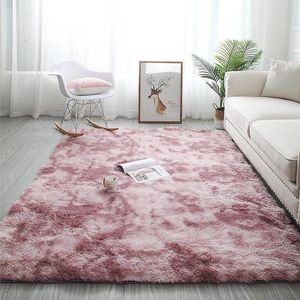 Hoogpolig tapijt, hoogpolig, shaggy tapijt 120 x 160 cm, vloerkleed voor slaapkamer, pluizige tapijten, woonkamertapijten, zacht, antislip, vloerkleed voor woonkamer, slaapkamer, bedkleed, roze/wit