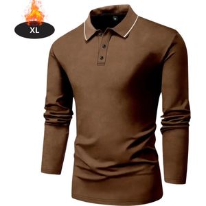 Bovista Poloshirt Heren - T-Shirt Heren - Shirt - Overhemd - Polo Shirt Lange Mouwen - Koffie - L