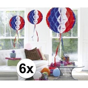 6x feestversiering decoratie bollen in Amerikaanse kleuren 30 cm