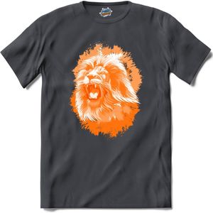 Oranje Leeuw - Oranje elftal WK / EK voetbal kampioenschap - bier feest kleding - grappige zinnen, spreuken en teksten - T-Shirt - Heren - Mouse Grey - Maat S