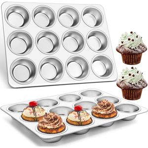 Inovra ® Hoogwaardige Muffinvorm Set van Roestvrij Staal voor Perfecte Bakresultaten