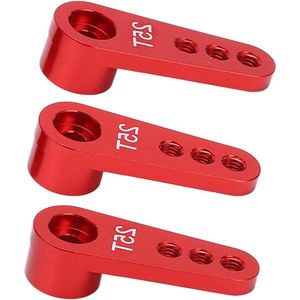 Aluminium Servo Hoorns 3 Stuks 25T Metalen Stuurarm Voor Auto Upgrade Onderdelen 1/8 1/10 RC (rood)