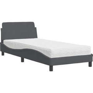 vidaXL - Bed - met - matras - fluweel - donkergrijs - 90x190 - cm