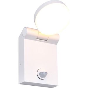 LED Tuinverlichting - Wandlamp Buitenlamp - Torna Nuri - 7.5W - Aanpasbare Kleur - Spatwaterdicht IP44 - Mat Wit - Bewegingssensor - Aluminium