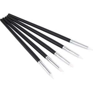 Nail Art Siliconen Pen Kit Houten Schilderij 3D Effect Borstel Sets - Sculptuur Kleur Schilderen - 5 Stuks .
