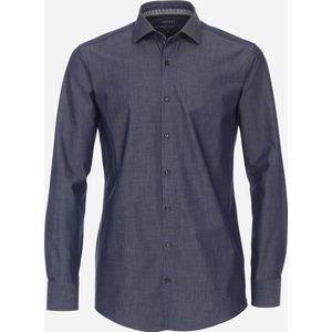 VENTI modern fit overhemd - twill - blauw - Strijkvriendelijk - Boordmaat: 44