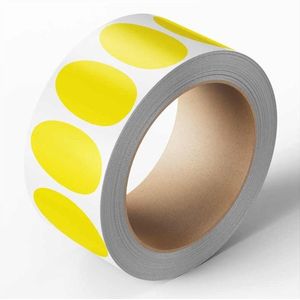 Ovalen gele markeringsstickers - zelfklevend papier - 500 stuks op rol 50 x 30 mm