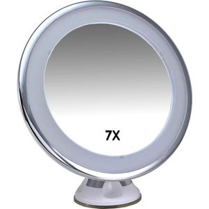 Gérard Brinard verlichte spiegel zuignap LED spiegel incl. batterij & USB kabel - 7x vergroting - Ø17cm