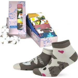 GoWith-6 paar-katoen sokken-enkelsokken-grappige-dames sokken-maat 40-44