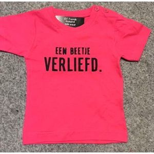 Baby shirt met opdruk ''een beetje verliefd'' maat 80 roze