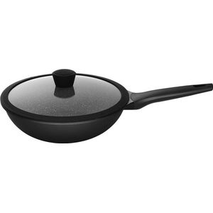 Sola Fair Cooking Wokpan Met Deksel - Ø 28 cm - Aluminium Wok Pan - Met Antiaanbaklaag - Geschikt voor Inductie, Keramisch, Gas en Elektrisch
