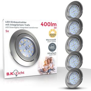 B.K.Licht - Inbouwspots - LED - 5 stuk - voor binnen - kantelbaar - ronde - spotjes inbouw - IP23 - Ø8.6cm - 3.000K - 400Lm - 5W