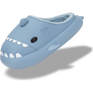 JAXY Haai Slippers - Shark Slides - Shark Slippers - Pantoffels Dames en Heren - Sloffen Jongens en Meisjes - Maat 36-37 - Blauw