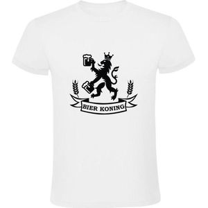 Bier Koning | Heren T-shirt | Wit | Hollandse Leeuw | Nederland | Drank | Zuip Feest | Kroeg