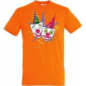 T-shirt kinderen Carnaval Masker | Carnaval | Carnavalskleding Kinderen Baby | Oranje | maat 80