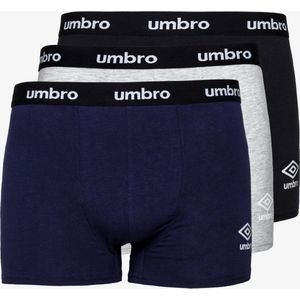 UMBRO - Onderbroek voor Mannen - Boxershorts ( 3 stuks ) Zwart/Bblauw/Grijs - Maat L - Multipack